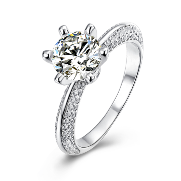 New Arrival S925 Silver Six-prongs Setting Large Moissanite Multiple Diamonds Wedding Engagement Women Gemstone Ring